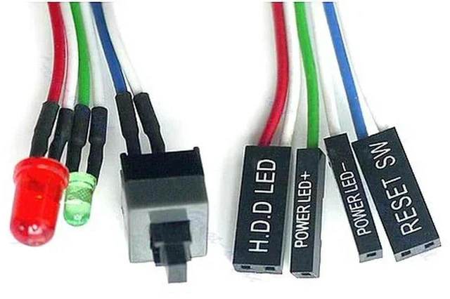 Main image of AJMRTC 10Pcs/Lot PC Desktop Case Power Reset Switch Cable, Hard Disk Status LED Wire, 65cm Chassis Front Panel Cable for Computer Case Power & HDD Indicator Connection