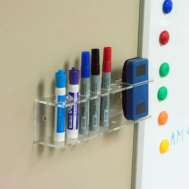 Alt view image 3 of 3 - AJMRTC 2 Pack Wall Mounted Acrylic Dry Erase Marker Holder, 6 Slot Clear Marker Eraser Organizer, Whiteboard Marker Storage Rack for Office, Classroom, School & Home Whiteboard Accessories