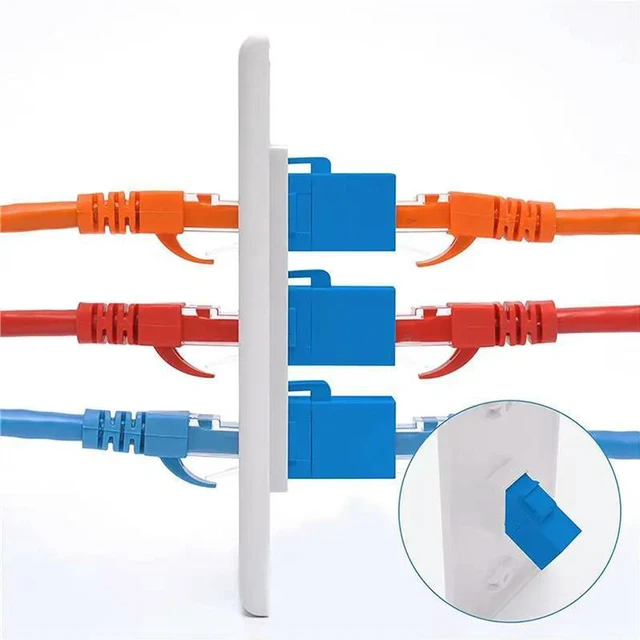 Alt view image 3 of 3 - AJMRTC 2Pack 3-Port Ethernet Wall Plate, Cat6 RJ45 Wall Plate with RJ45 Keystone Inline Coupler Insert, Keystone Jack Panel for Home Office Network Cabling Installation