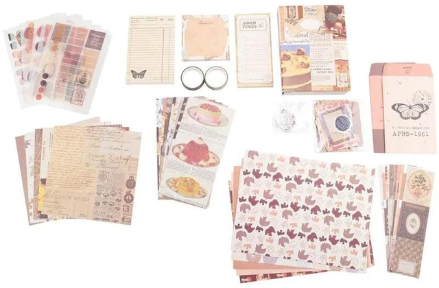 Alt view image 3 of 3 - AJMRTC Aesthetic Junk Journal Scrapbook Kit, Complete Journaling & Scrapbooking Supplies Pack, Decorative Paper Stickers Ephemera for DIY Journal Crafts, Creative Art Gift for Teen Girls & Kids