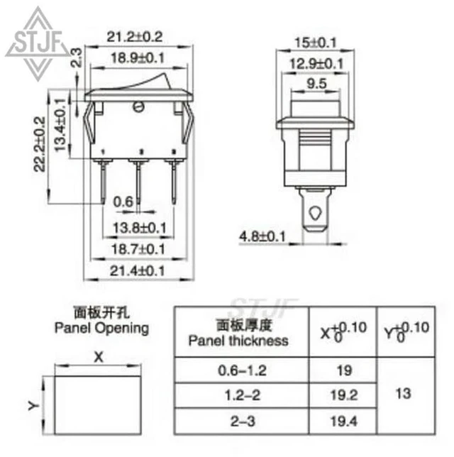 Alt view image 2 of 3 - AJMRTC 10Pcs KCD1-101 Ship Type Rocker Switch, 15x21mm Black 2Pin ON-OFF Toggle Switch, 6A 250V AC Power Boat Switch for DIY Electronic Projects, Household Appliance Circuit Replacement