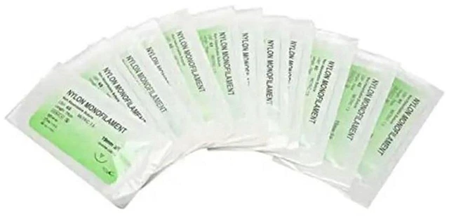 Main image of AJMRTC 12Pcs Suture Practice Thread Kit, 4/0 Nylon Suturing Thread with Curved Needle, Individual Packed Suture Thread Set for Medical Student Training, Surgical Practice Skin Suture Simulation