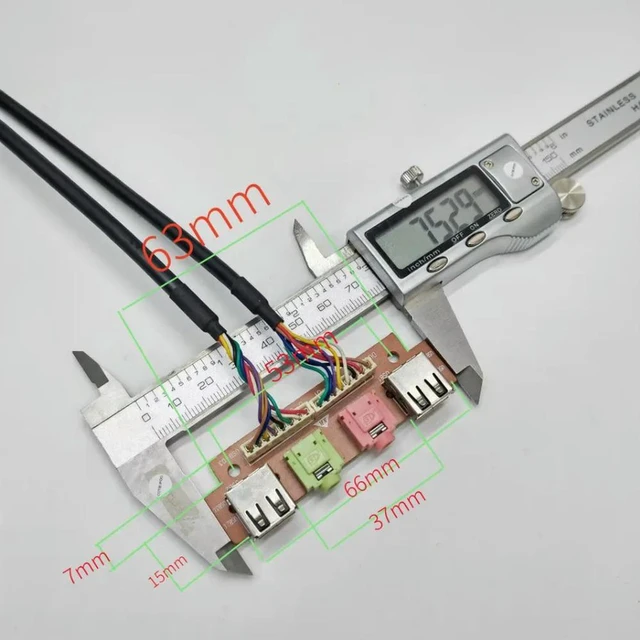 Alt view image 2 of 3 - AJMRTC 2-Port USB 2.0 + 3.5mm HD Audio Motherboard Front Panel I/O Extension Cable, 9Pin Dual USB Internal Chassis Connector, 75x22mm PC Case Host Front Panel Interface Bracket