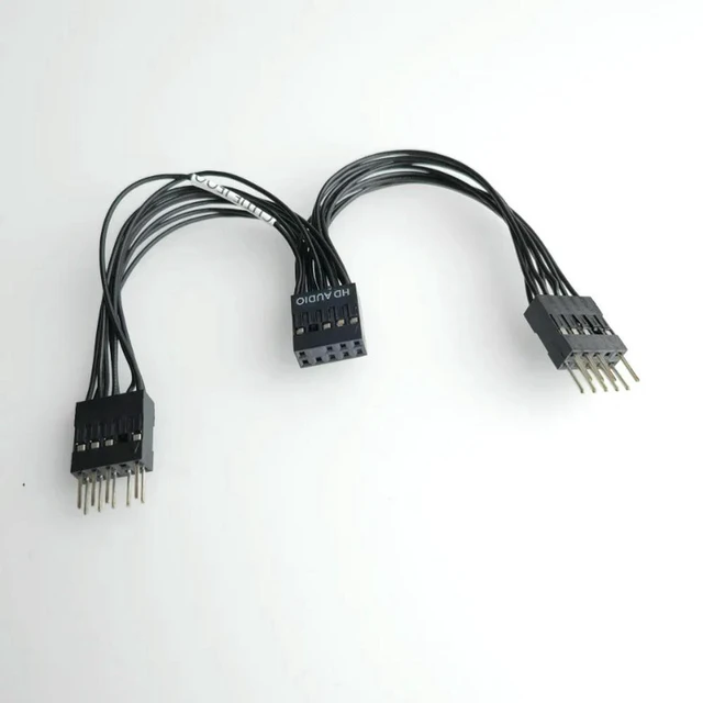 Alt view image 3 of 3 - AJMRTC 10CM 9Pin HD Audio Motherboard Splitter Cable, 9Pin Female to Dual 2-Port Male Extension Cord, Desktop PC Mainboard HD Audio Header Splitter Wire for Computer Chassis Front Panel Audio Expansio