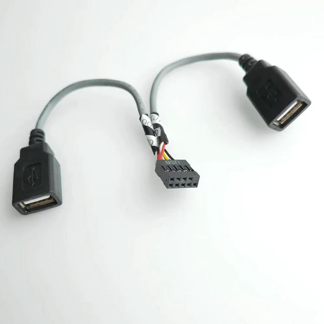 Alt view image 3 of 3 - AJMRTC 15cm Motherboard USB 9Pin to Dual USB 2.0 A Female Extension Cable, 9 Pin Header to 2-Port USB2.0 Type A Female Data Cord, Desktop PC Mainboard Internal USB Splitter Wire for Chassis Front Pane