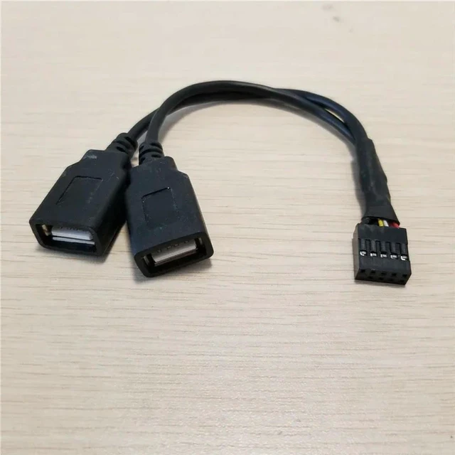 Alt view image 2 of 3 - AJMRTC 15cm Motherboard USB 9Pin to Dual USB 2.0 A Female Extension Cable, 9 Pin Header to 2-Port USB2.0 Type A Female Data Cord, Desktop PC Mainboard Internal USB Splitter Wire for Chassis Front Pane