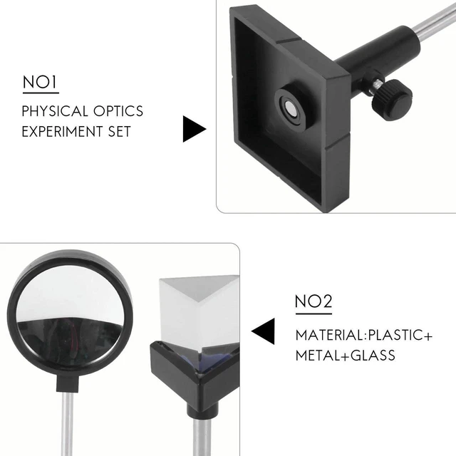Main image of AJMRTC Physical Optics Experiment Kit, Optical Lens Set with Convex Lens, Concave Lens, Triangular Prism, Plane Mirror & Convex Mirror, Optics Learning Tool for Physics Class, School Teaching & Studen