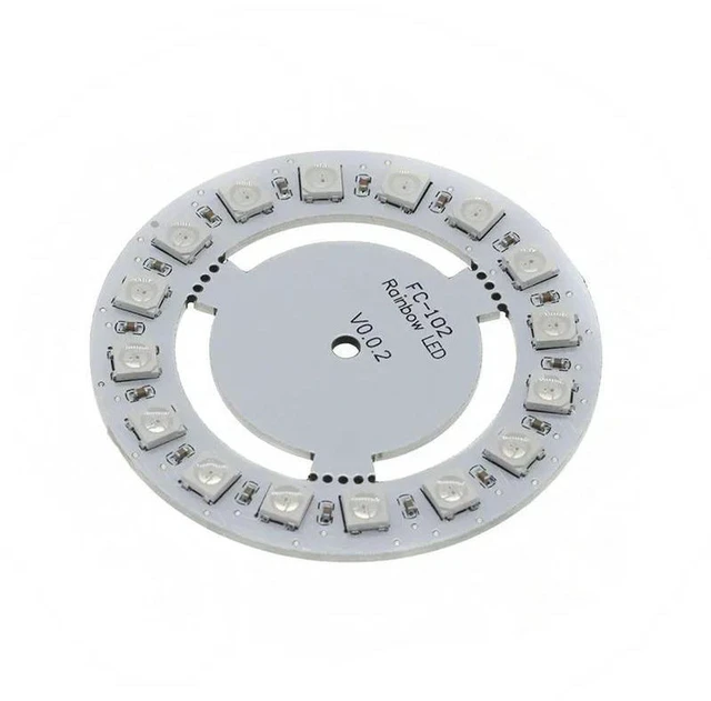 Alt view image 2 of 3 - AJMRTC 16 Bits WS2812 5050 RGB LED Ring Light with Integrated Drivers, WS2811 Compatible Full-Color Built-in Drive LED Ring Lamp, Individually Addressable LED Circle Module for Arduino Raspberry Pi DI