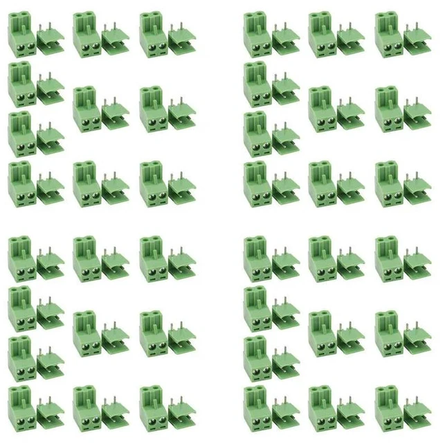 Alt view image 3 of 3 - AJMRTC 40Pcs 5.08mm Pitch 2Pin Right Angle PCB Screw Terminal Block Connector, Plug-in Type Wire Terminal Connector for Circuit Board Wiring, Electronic Project and Industrial Control Wiring
