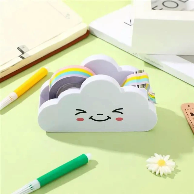 Alt view image 2 of 3 - AJMRTC 1Pcs Cute Desktop Tape Dispenser, Cloud Shape Rainbow Tape Cutter, Portable Handheld Tape Holder for Student Handbook, DIY Scrapbooking, Gift Wrapping, Office and School Stationery Supplies