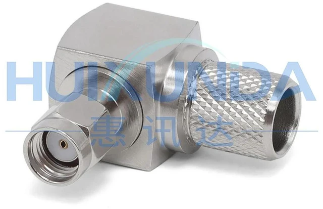 Alt view image 2 of 3 - AJMRTC RPSMA-C-JW-7 Reverse Polarity SMA Bent Male Crimp Connector, Inner Hole Right Angle RPSMA Plug for 50-7 / LMR400 Coaxial Cable, RF Crimp Connector for Antenna Cable Assembly