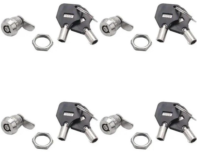 Main image of AJMRTC 4 Pack Quarter Turn Tubular Cam Lock with Keys, Security Cabinet Door Lock Replacement for Mailbox, Toolbox, File Cabinet, Electrical Enclosure, 90 Degree Rotation Tubular Keyed Cam Locks