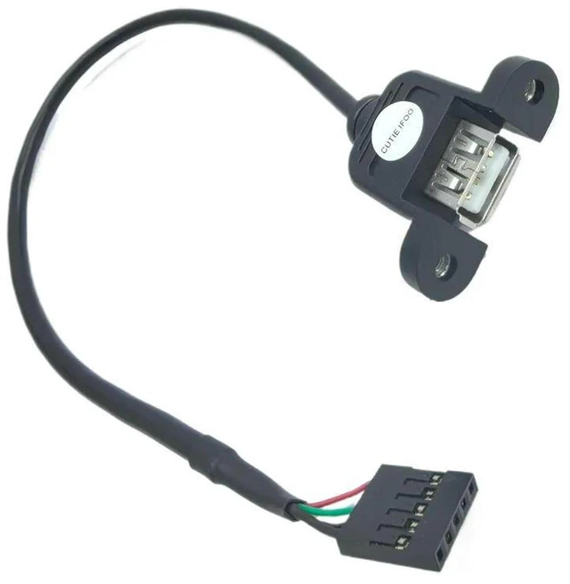 Main image of AJMRTC USB 2.0 Type A Female Screw Panel Mount Adapter Cable to Dupont 2.54mm 5Pin Header, 30cm Computer Data Extension Cord for PC Case, Motherboard, DIY Electronic Projects