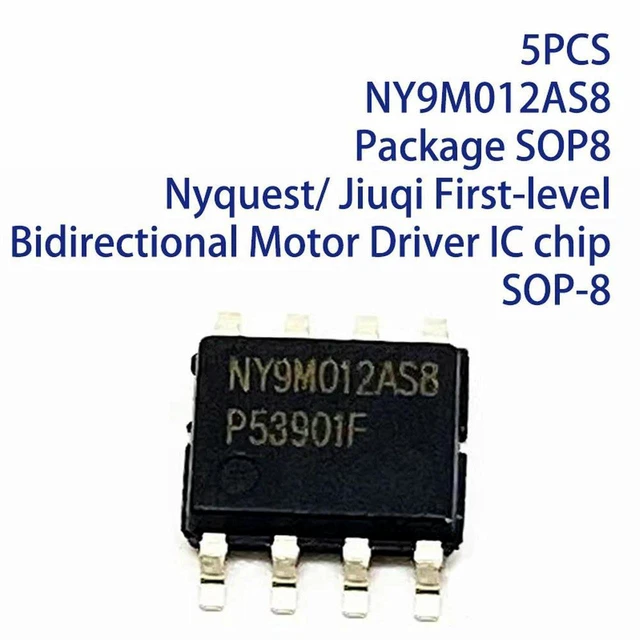Main image of AJMRTC 5Pcs NY9M012AS8 SOP-8 Bidirectional Motor Driver IC Chips, Nyquest Jiuqi Single Channel H-Bridge Motor Controller, 1.2A Output for Small DC Motor Drive Projects