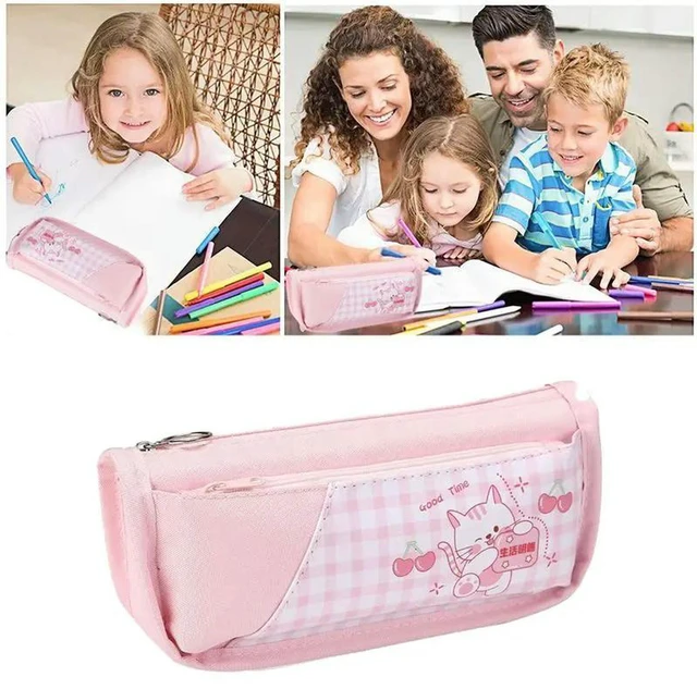 Alt view image 3 of 3 - AJMRTC Large Capacity Kawaii Pencil Case, Cute Zipper Stationery Pouch, Portable Pen Bag Storage Organizer for Students, Teens, School Office Supplies, Back to School Gift