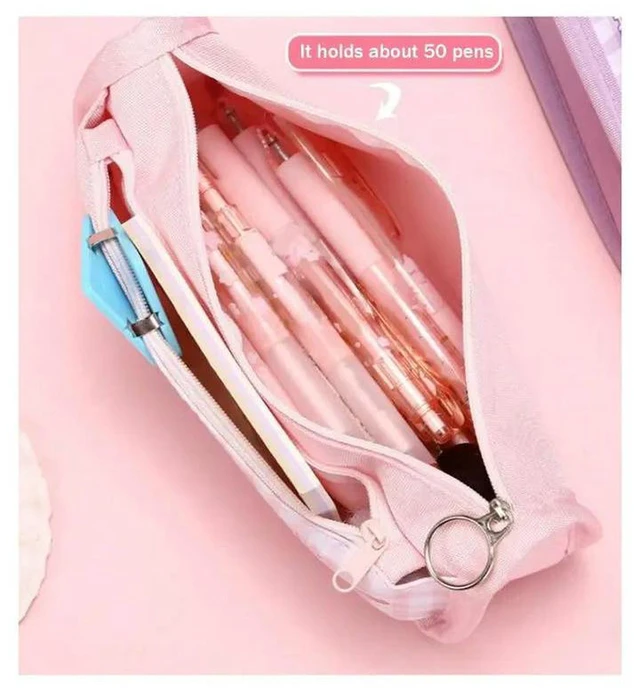 Alt view image 2 of 3 - AJMRTC Large Capacity Kawaii Pencil Case, Cute Zipper Stationery Pouch, Portable Pen Bag Storage Organizer for Students, Teens, School Office Supplies, Back to School Gift