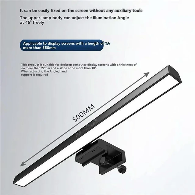 Alt view image 2 of 3 - AJMRTC 50cm LED Monitor Light Bar, Dimmable Screen Hanging Desk Lamp for PC Computer, Eye-Caring USB Powered Reading Light for Office Study Work, Adjustable Brightness & Color Temperature