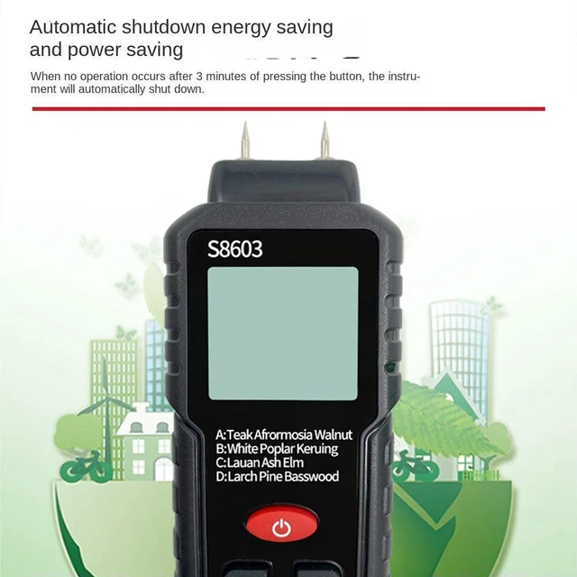 Alt view image 2 of 3 - AJMRTC 2-Pin Digital Wood Moisture Meter, 0-99.9% Range Timber Humidity Detector, Damp Tester with Large LCD Display for Firewood, Lumber, Flooring and Wood Material Moisture Testing