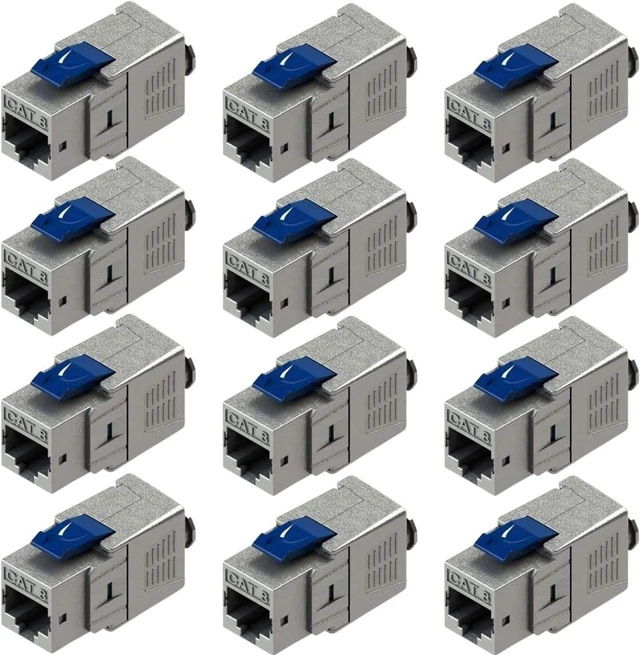 Main image of Cat8 RJ45 FTP Tool-Free Keystone Metal Jack, 2000MHz 40G S/FTP Shielded LAN Keystone Jack, Supports 22AWG-24AWG Solid & Stranded Wire for Patch Panel Wall Plate, 6 Pack