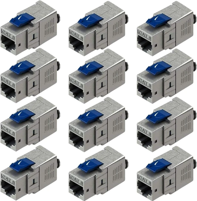 Alt view image 2 of 2 - Cat8 RJ45 FTP Tool-Free Keystone Metal Jack, 2000MHz 40G S/FTP Shielded LAN Keystone Jack, Supports 22AWG-24AWG Solid & Stranded Wire for Patch Panel Wall Plate, 6 Pack