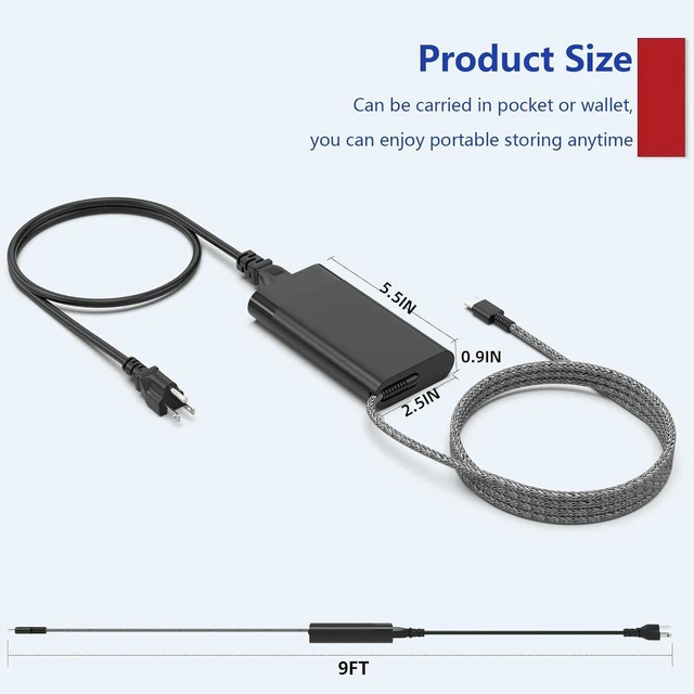 Alt view image 5 of 7 - 100W USB-C Laptop Charger Replacement for HP Spectre x360, Spectre Fold 17 x360 16, ZBook Firefly 14 16 G11, EliteBook 8 G1a 13 16 G1i 16 5 2-in-1, N57045-001 TPN-LA31 USB Type-C AC Power Adapter Cord
