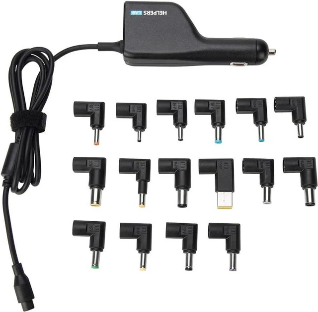 Main image of 90W Universal Laptop Car Charger DC Power Adapter, 12V/24V Car Input, Multi Voltage 16V 18.5V 19V 19.5V 20V, 18W QC3.0 USB Port, 16 Interchangeable Tips, 108W Max for HP Dell Lenovo Acer ASUS Samsung