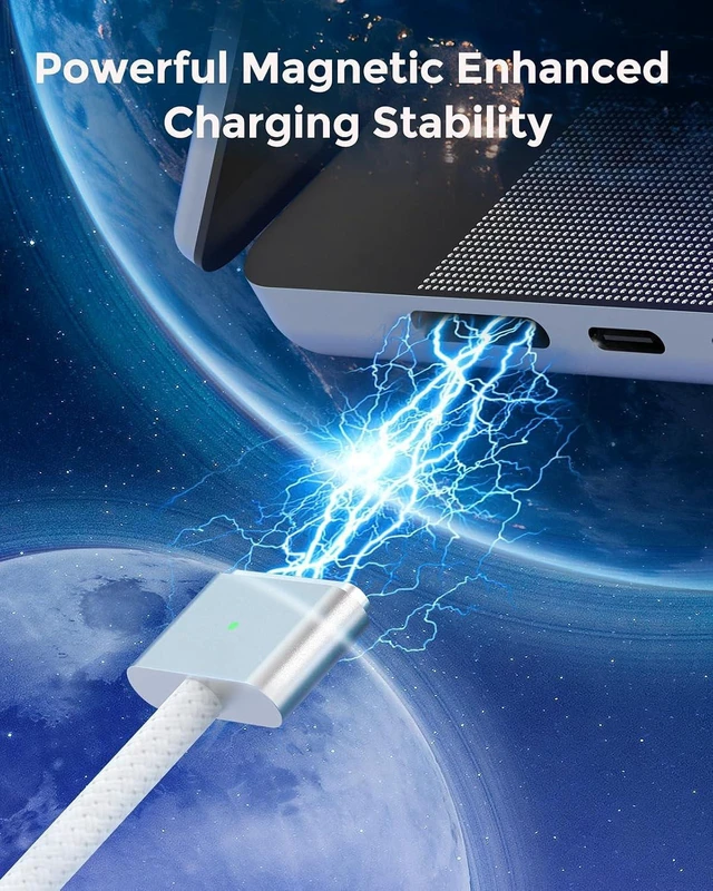 Alt view image 6 of 7 - 140W USB-C Magnetic Charger Replacement for MacBook Pro 14 16 inch, MacBook Air 15 13.6 inch M1 M2 M3 M4 M5 2021-2026, PD 3.1/3.0 Power Adapter with 6.6FT USB C to MagSafe 3 Cable, Compact Magnetic