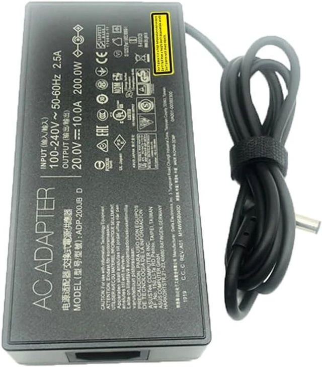 Alt view image 3 of 4 - 200W AC Adapter Charger 20V 10A ADP-200JB D Replacement Power Supply Compatible with ASUS ROG Zephyrus G15 GA503 GA503QM GA503QS GA503QR Gaming Laptop, 6.0*3.7mm DC Barrel Tip