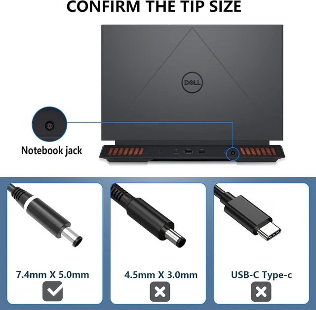 Alt view image 6 of 6 - 240W AC Laptop Charger Power Supply Replacement Fit for Dell Alienware 15 17 R1 R2 R3 R4 R5 M15 M17 M11X M14X M17X, G3 G5 G7 PA-9E Gaming Notebook Power Adapter