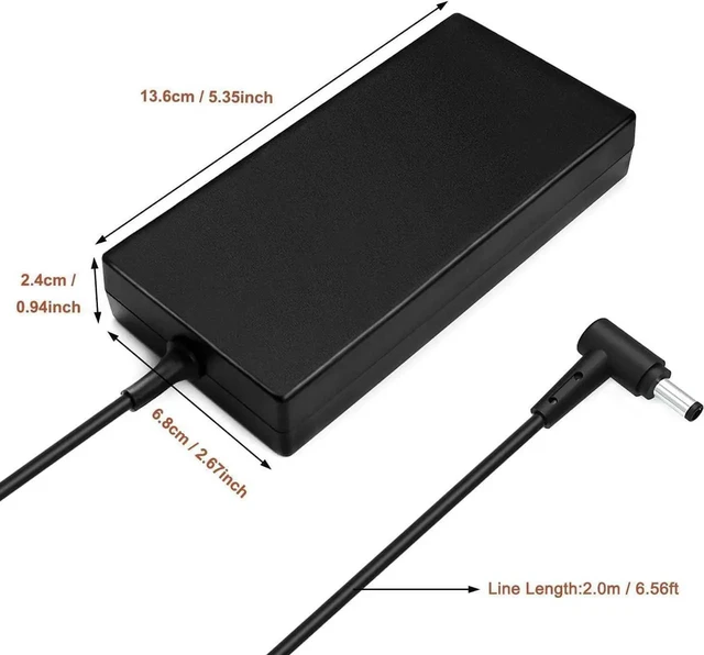 Alt view image 2 of 3 - 120W AC Laptop Charger Power Supply Replacement Fit for MSI GF63 GV15 GV15-Thin-11SC GF63 Thin 10 11 12Th Intel Core Notebook, MS-16R5 MS-16R6 MS-16R7 ADP-120VH D A17-120P2A Power Adapter