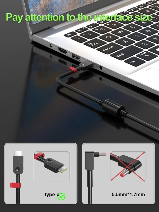 Alt view image 2 of 7 - Slim 135W USB-C AC Laptop Charger Power Supply Adapter Compatible with Lenovo ThinkPad Z16 T16 P16 P16s E16, Yoga Slim/Pro 7 9, ThinkBook 16 14p 14 15, IdeaPad Slim Pro 5 7 9 Notebook