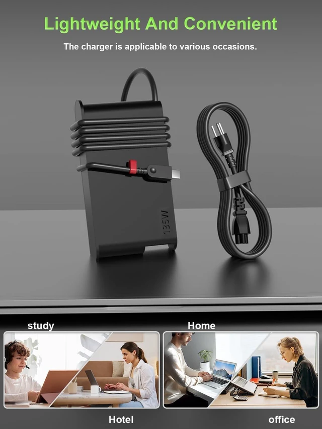 Alt view image 6 of 7 - Slim 135W USB-C AC Laptop Charger Power Supply Adapter Compatible with Lenovo ThinkPad Z16 T16 P16 P16s E16, Yoga Slim/Pro 7 9, ThinkBook 16 14p 14 15, IdeaPad Slim Pro 5 7 9 Notebook