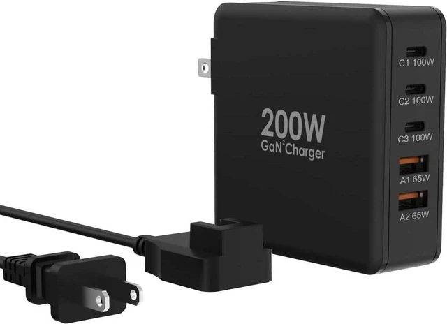 Main image of 200W USB C Charger, 5-Port GaN Fast Charger Station, PD100W USB C Desktop Charger Block Compatible with iPhone 16 15, MacBook Pro/Air, Galaxy S24 S23, Laptops, Tablets and Multiple Devices