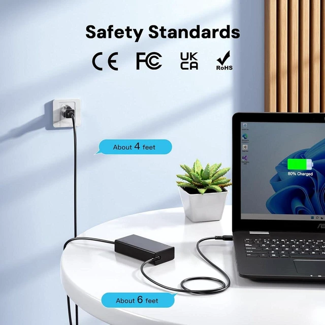 Alt view image 6 of 6 - 140W Multi Wattage USB C Laptop Charger, 135W 130W 120W 118W PD Type-C AC Adapter for Lenovo Yoga ThinkPad, MacBook, MSI Prestige Summit, Dell XPS Precision Latitude, HP Omen Transcend Spectre, Acer