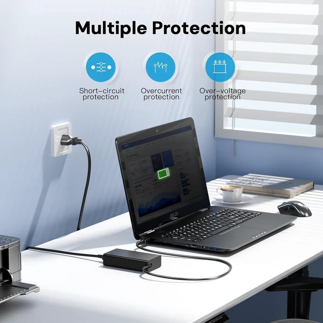 Alt view image 2 of 6 - 140W Multi Wattage USB C Laptop Charger, 135W 130W 120W 118W PD Type-C AC Adapter for Lenovo Yoga ThinkPad, MacBook, MSI Prestige Summit, Dell XPS Precision Latitude, HP Omen Transcend Spectre, Acer