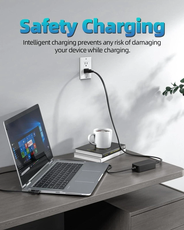Alt view image 5 of 7 - 65W Round Tip Laptop Charger for LG Gram, UL Certified Safety Power Adapter, Compatible 48W 45W 40W Replacement Travel Charger for LG Gram Series Laptops, Portable Wall Charger with Round DC Connector