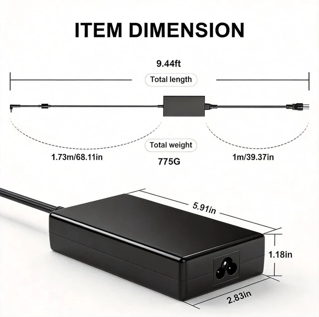 Alt view image 3 of 6 - 180W 150W 120W Laptop Charger for MSI Gaming Notebook, Replacement Power Adapter Fit for Katana GF66 GF76, Pulse GL66 GL76, GF63, Creator M16, Compatible A17-180P4B A18-150P1A Power Supply Cord
