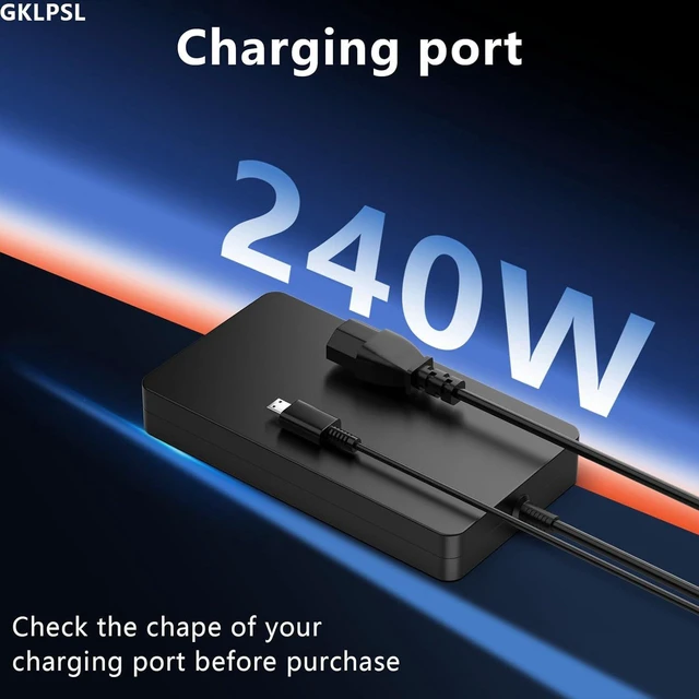 Alt view image 4 of 6 - 240W USB Tip Laptop Charger AC Adapter 20V 12A for MSI Stealth A16 16 17 AI+, GS77, GP76, Creator Pro A16 16 AI+, Z16, Z17 HX AI+, Replacement Power Supply for MSI Gaming & Creator Notebook