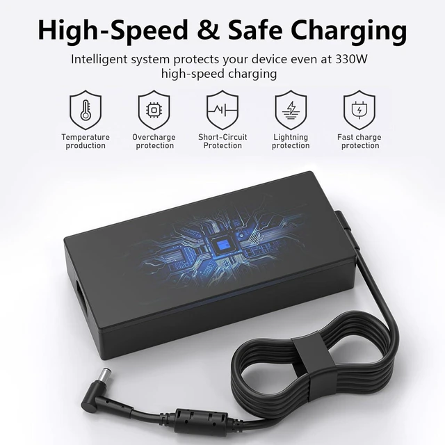 Alt view image 2 of 7 - 330W Laptop AC Charger Power Adapter for Asus ROG Strix Scar 18 17 16 G18 G16 G17 G15 G834 G634 G733 G814 G614 G513 G713 G732, Zephyrus Duo 16 15 M16 S17 GX650 GU604 Vivobook, Replacement Gaming Noteb