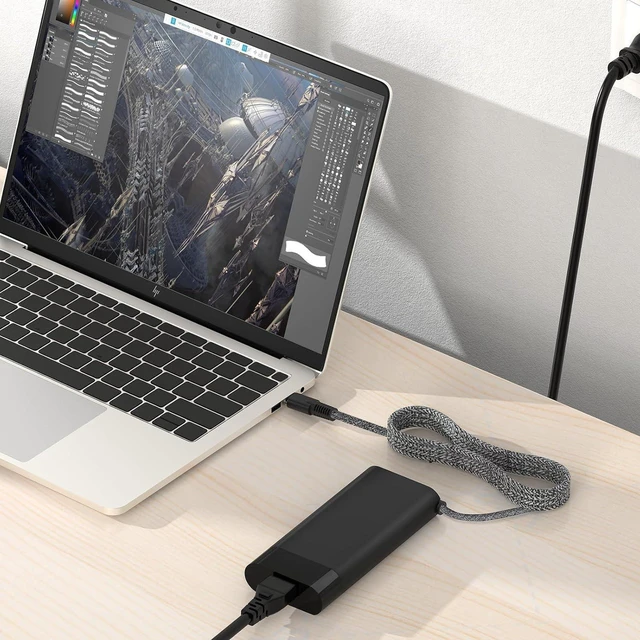 Alt view image 7 of 7 - 110W USB-C Laptop Charger PD Power Adapter for HP ZBook Firefly 16 G9 G10, EliteBook 865 G9 860 G10, Dragonfly Pro, Chromebook 14 Ceramic White, Elite Dragonfly G3, Replacement USB Type C Notebook PC