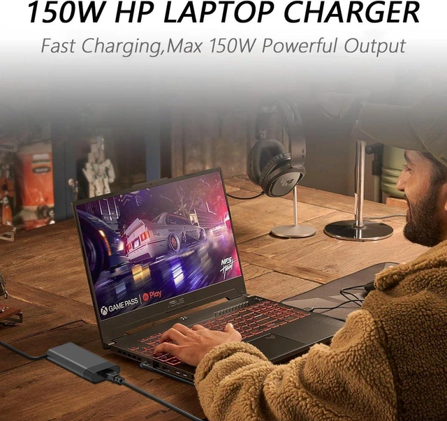 Alt view image 7 of 7 - 150W 7.7A Laptop AC Charger Power Adapter 4.5*3.0mm Blue Tip for HP Omen 15-ce019dx 15.6", ZBook X G1i 16 Mobile Workstation, L32661-001 917649-850 776620-001, Backward Compatible with 120W Notebook