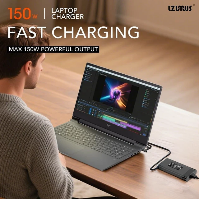 Alt view image 5 of 7 - 150W Laptop AC Charger 19.5V 7.7A Power Adapter 4.5x3.0mm Tip for HP Victus OMEN 15 17, Pavilion Gaming, ZBook Fury Studio, Replacement Gaming Workstation Notebook Power Supply Cord