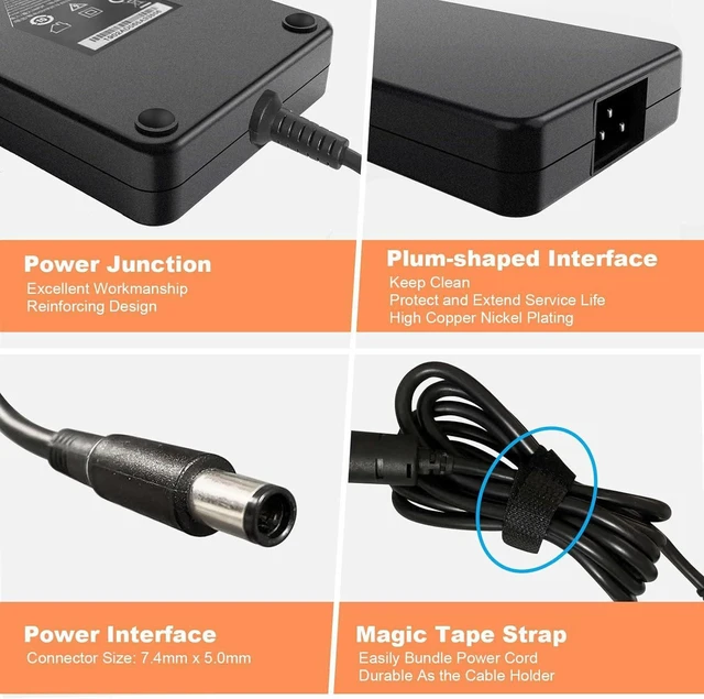 Alt view image 5 of 7 - 240W Laptop AC Charger Power Adapter for Dell Alienware 17 15 13 M15 M17 R1 R2 R3 R4 R5, M17X M18X X51, G3 G5 G7, Precision 7710 7720 7730 7510 7520 7530 Series, Replacement Gaming Workstation Noteboo