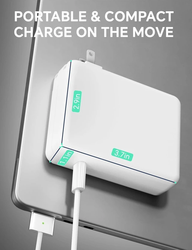 Alt view image 7 of 7 - 140W Fast USB C Charger for MacBook Pro 16 14 inch, Mac Air 15 13 inch 2021-2025 M1 M4, Original Quality Power Adapter with 6.6FT USB C to Magnetic 3 Cable, LED Indicator, White, Fast Charging for App