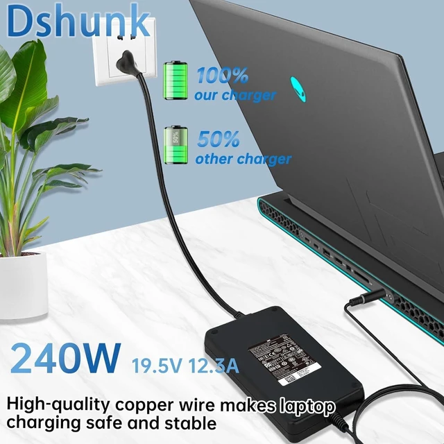 Alt view image 4 of 6 - 240W Gaming Laptop AC Charger Power Adapter for Alienware 15 17 M15 M16 M17 M18X X51 R2-R7, G3 G5 G7 15 5530 5535 5520, Precision M6800 M6700 M6400, Replacement J211H Notebook Power Supply Cord