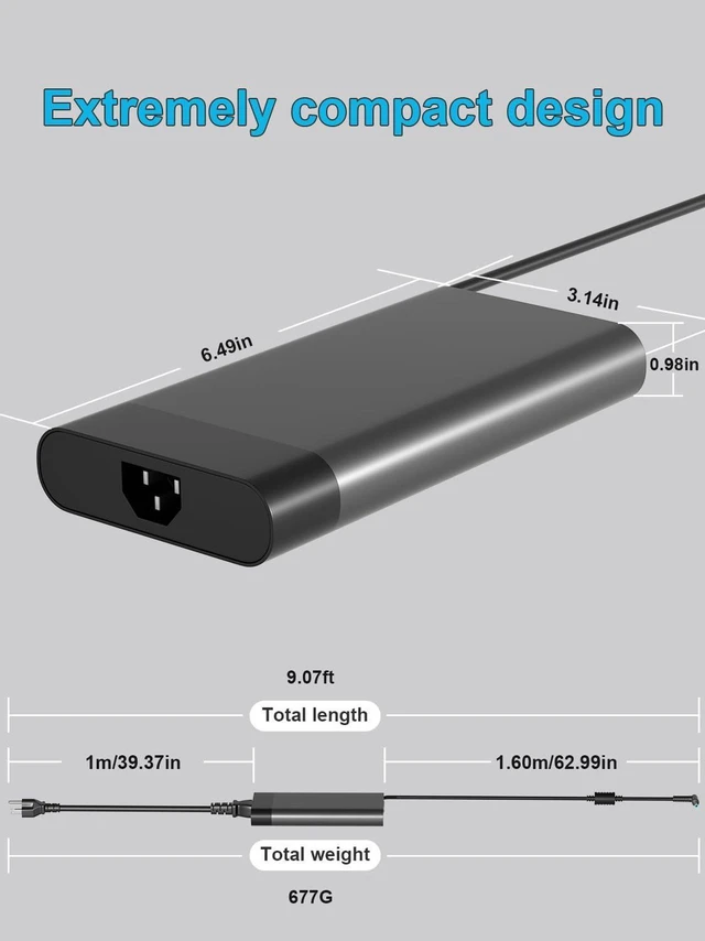 Alt view image 5 of 7 - 200W Laptop AC Charger Power Adapter for HP Omen 15 16 17 Inch 15-ax 15-ce 15-dc 15-ek 15-dh 15-en,16-c 16-b 16-wd 16-xd,17-an 17-cb 17-w,15-5000 Gaming Notebook, Replacement TPN-DA10 Power Supply