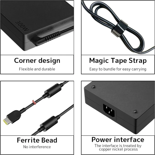 Alt view image 2 of 7 - 300W Slim 20V 15A Laptop AC Charger Power Adapter for Lenovo Legion 7 7i 5i 5 Pro 15 16 17, R9000P R9000K Y9000K Y9000X Y7000P, IdeaPad Pro 5 5i, ThinkPad P70, Replacement ADL300SDC3A Gaming Notebook