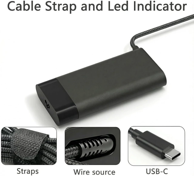 Alt view image 4 of 6 - 100W USB C PD Laptop Charger Power Adapter for HP Spectre x360, Pavilion Plus 14, Envy 17, ZBook Firefly 14 16 G11, EliteBook ProBook, Replacement TPN-LA31 N57041-001 USB Type C Notebook Power Supply