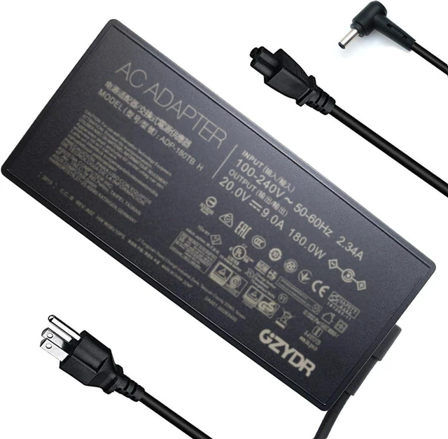 Main image of ADP-180TB H 180W 20V 9A Laptop AC Charger Power Adapter for Asus ROG Zephyrus GA502DU GA502D GA502 GA502IU GA401 GA401I GA401II GA401IV, 6.0x3.7mm DC Tip, Replacement Gaming Notebook Power Supply Cord