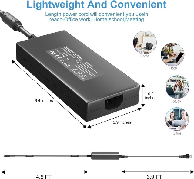 Alt view image 2 of 6 - 230W Laptop AC Charger Power Adapter for Acer Predator Helios 300 PH315-53 54 55, Nitro 5 16 17 AN16-51 AN17-71 AN517-4216, Predator Triton 300 500, 15 Neo 16 PHN16-71, Replacement Gaming Notebook Pow